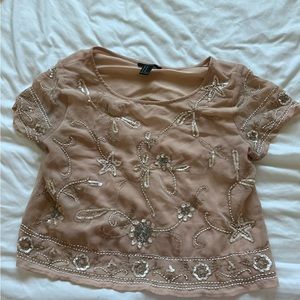 Nude beaded shirt